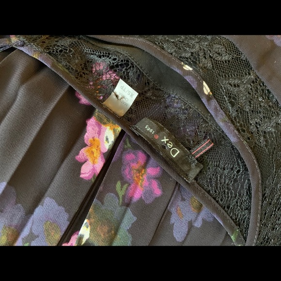 Dex pleated & lace floral midi twirl dress - Picture 4 of 9